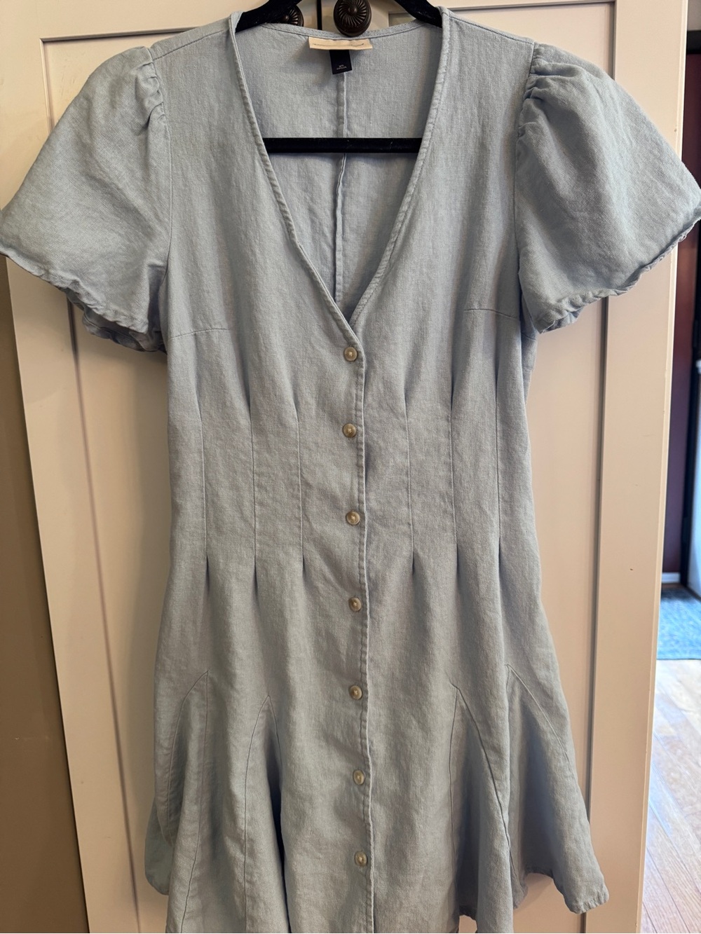 Universal Thread Light Blue Button-Front Ruffle Sleeve Dress - Picture 4 of 9